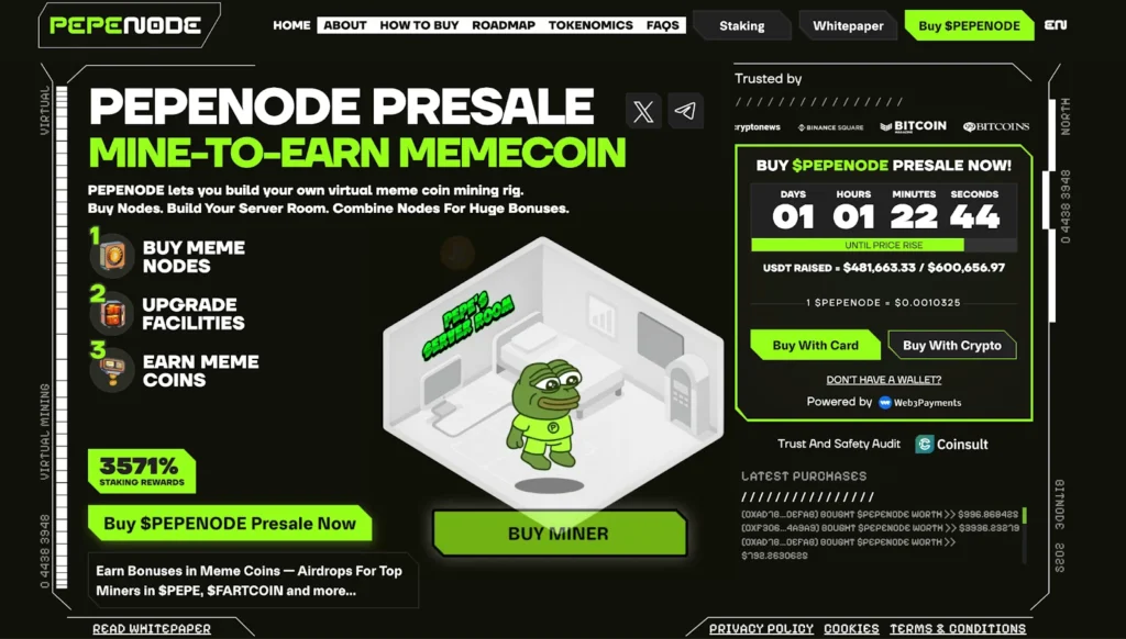 Best Crypto to Buy: Pepenode Presale Raises $500,000 for Mine-to-Earn Meme Coin 2 image 112