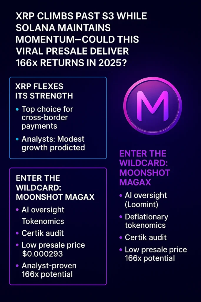 XRP Climbs Past $3 While Solana Maintains Momentum—Could This Viral Presale Deliver 166x Returns in 2025? 2 MAGAX 35325 1