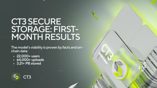 CT3 Secure Storage Reports Breakout First-Month Results: 3.21+ PB Stored and 22,000+ Unique Users