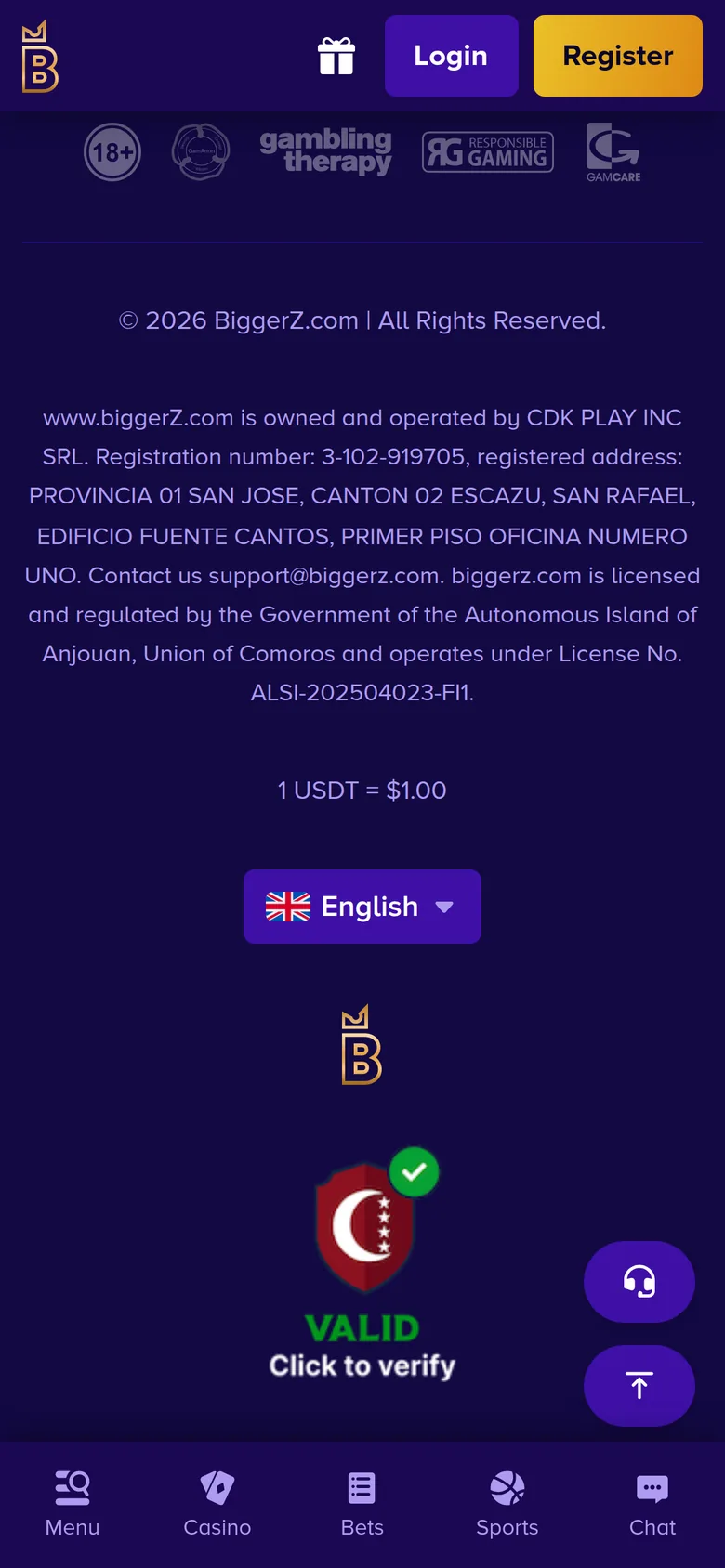 BiggerZ mobile interface — screen 3