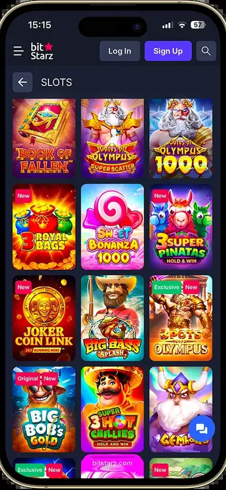 BitStarz mobile interface — screen 3