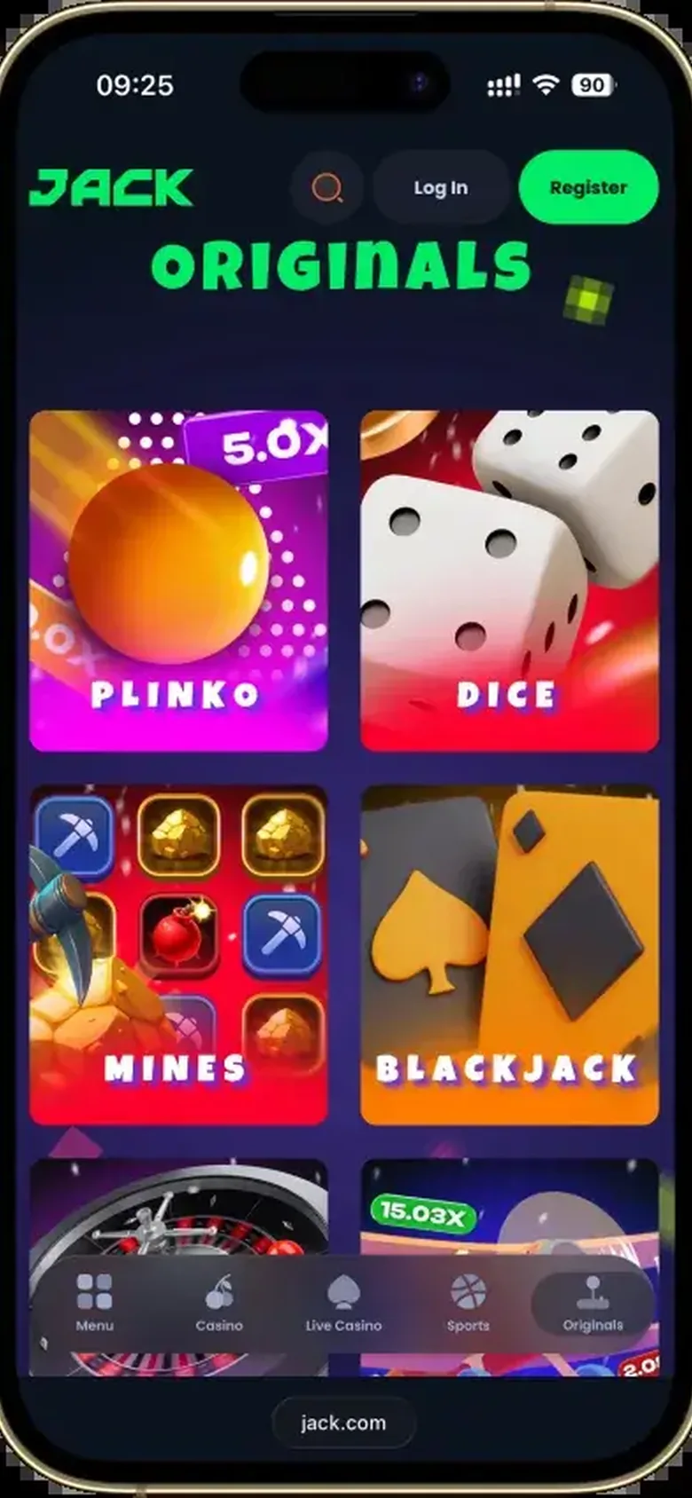 Jackbit mobile interface — screen 3