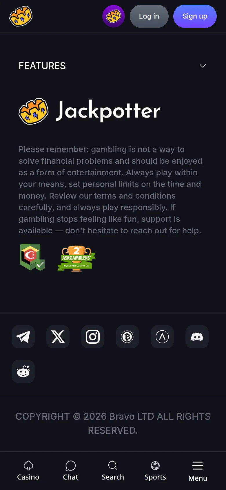 JackPotter mobile interface — screen 3