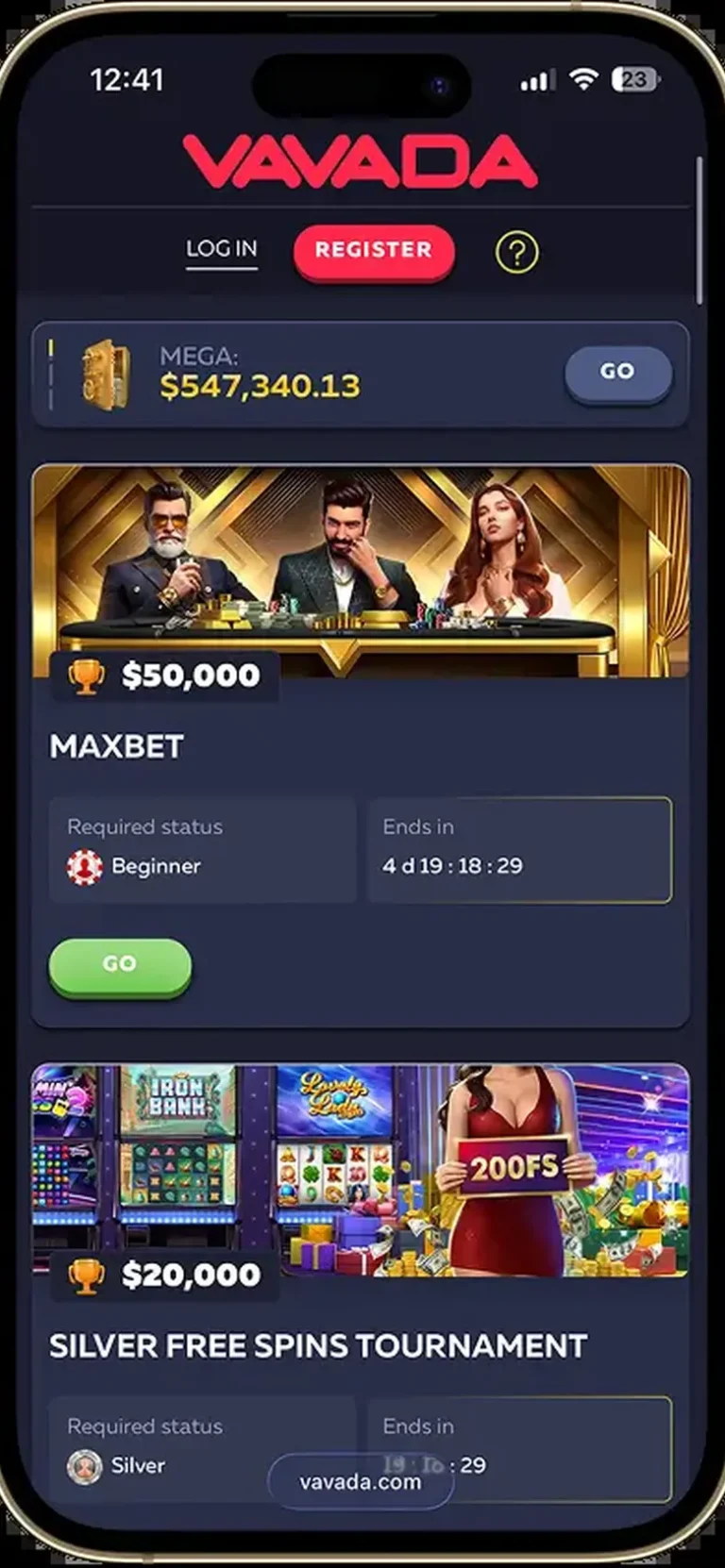Vavada mobile casino interface screen 3